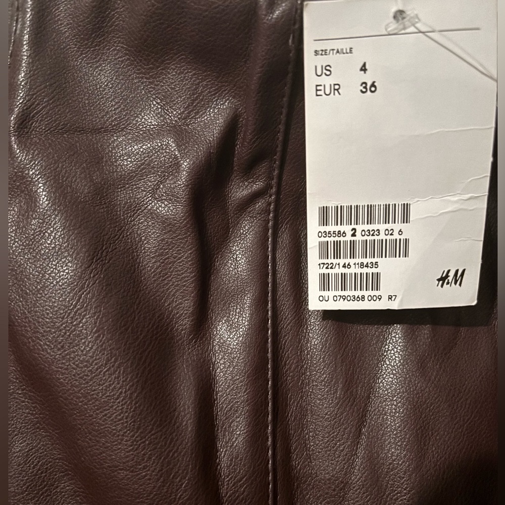 H&M brown leather leggings. US size 4
